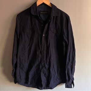 Signature Studio Navy Button Down Long Sleeve Shirt | Size: M